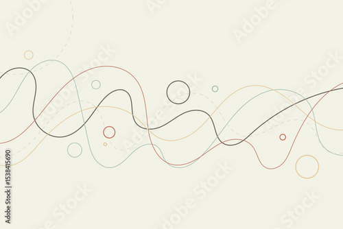 Wallpaper Mural Elegant amorphous geometric background featuring fine wavy lines and soft circular elements Torontodigital.ca