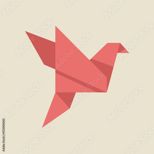 Simple and stylized origami bird design against a neutral background a charming papercraft avian illustration perfect for print and digital design projects