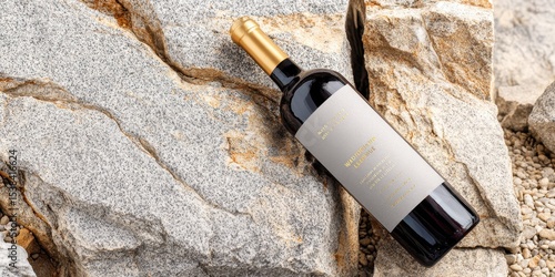 Whine bottle with blank label mockup