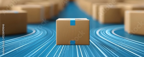 Modern logistics innovation aerial view of package delivery workflow