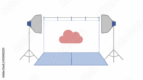 Studio Photography Setup with Cloud Backdrop