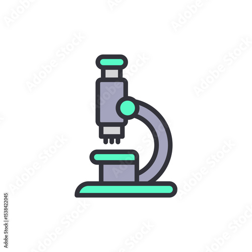 Modern Microscope Icon For Scientific Research And Medical Analysis