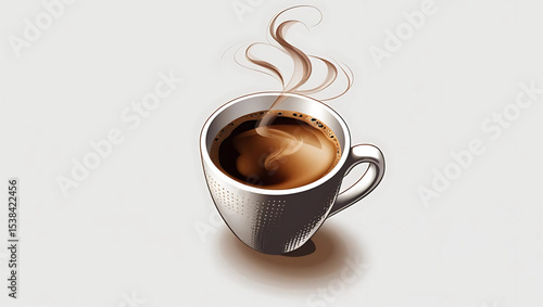 A comforting hot brown beverage, a cup of coffee with beans, perfect for a morning break