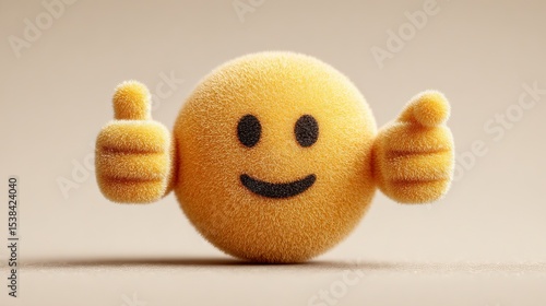 Happy emoji with double thumbs up and pointing at viewer Fun isolated illustration
