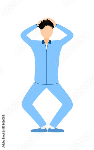 Vector illustration of a man in jersey doing squats