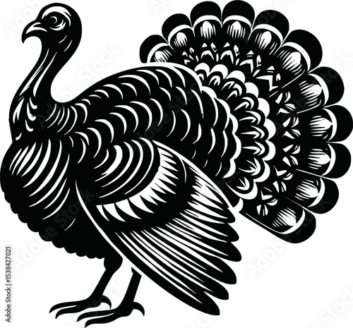 Silhouette turkey bird isolated vector art on white background