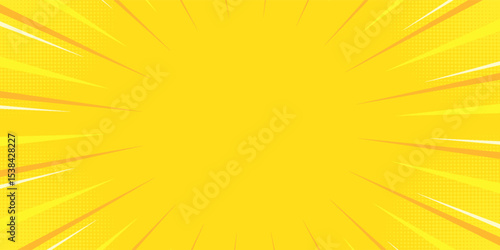 Yellow comic book background. Modern creative pop art orange halftone style background