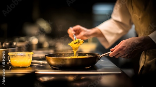 Wallpaper Mural Chef skillfully plating a vibrant dish in a bustling kitchen, with steam rising and utensils in action Torontodigital.ca