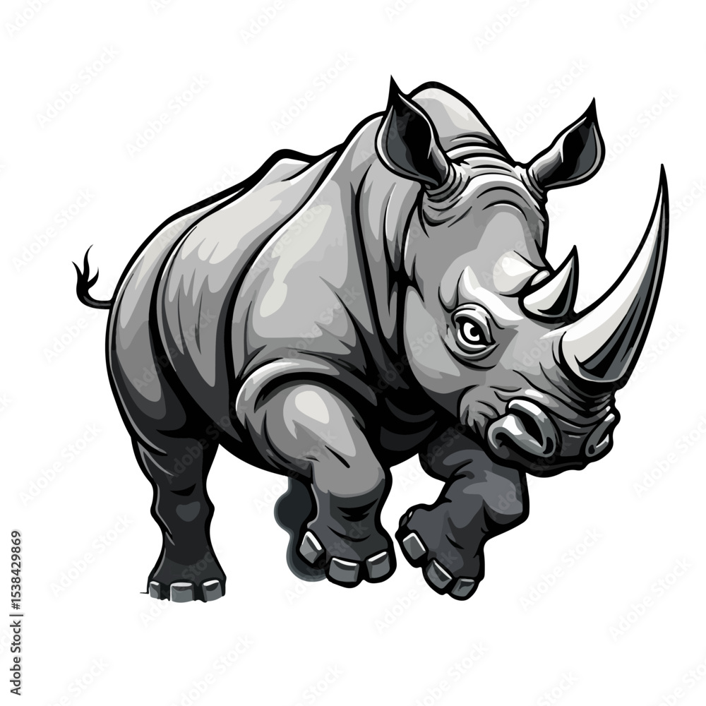 Fototapeta premium Hand drawn cartoon rhinos vector illustration