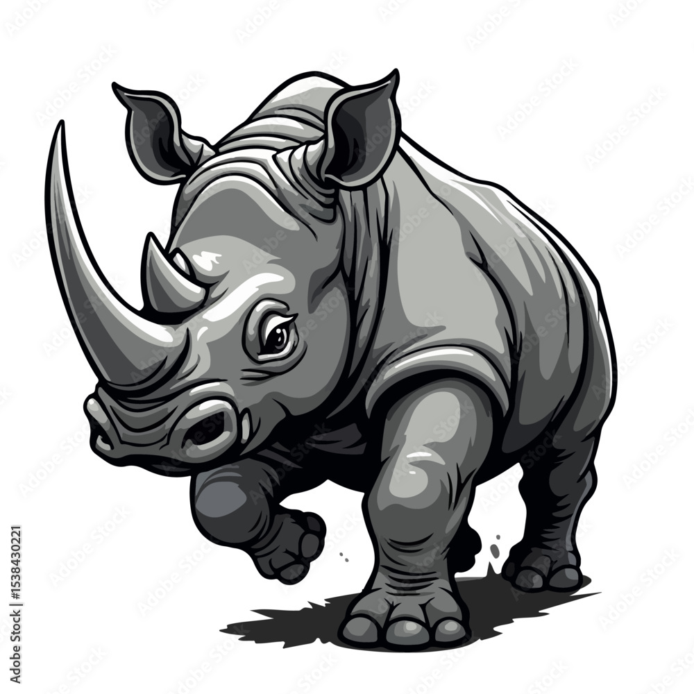 Fototapeta premium Hand drawn cartoon rhinos vector illustration
