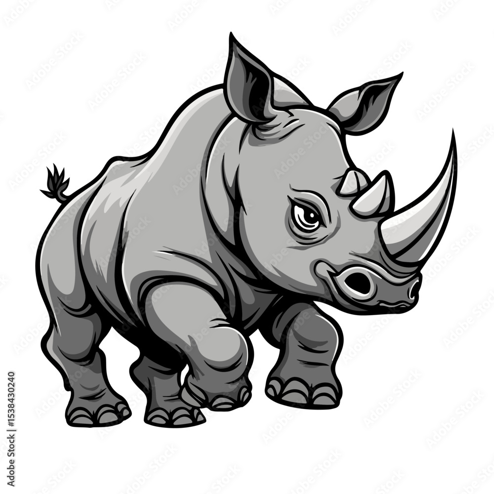 Fototapeta premium Hand drawn cartoon rhinos vector illustration