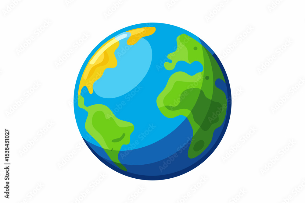 Fototapeta premium Cartoon Earth Globe Illustration with Continents and Oceans on White Background