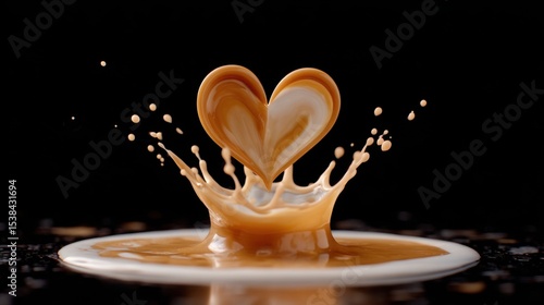 Coffee and Milk Creating a Heart Shape Splash