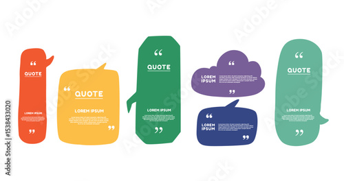 Quote box frame, big set. Texting quote boxes. Blank template quote text info design boxes quotation bubble blog quotes symbols. Creative vector banner illustration. Vector brushes background