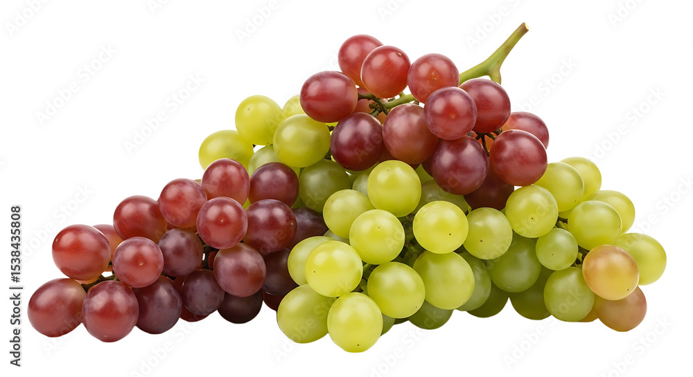 Obraz premium Bunch of Red and Green Grapes on White Background
