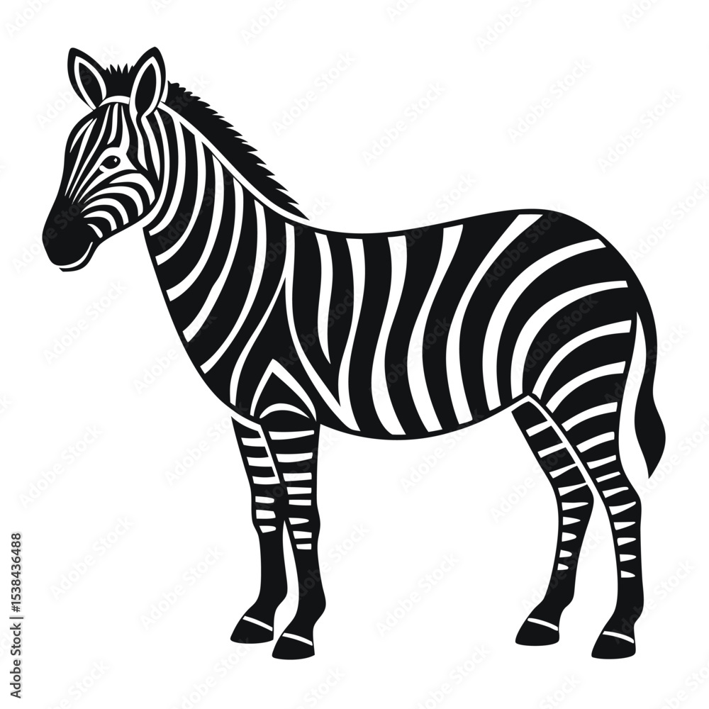 Obraz premium Zebra Animal Silhouette Icon for Wildlife Designs