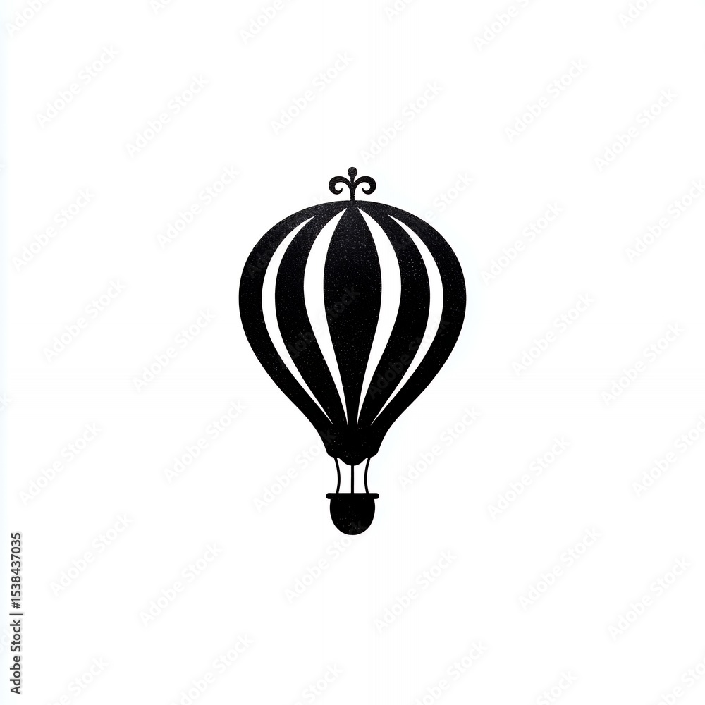 Obraz premium A black and white drawing of a hot air balloon. The balloon is the main focus of the image