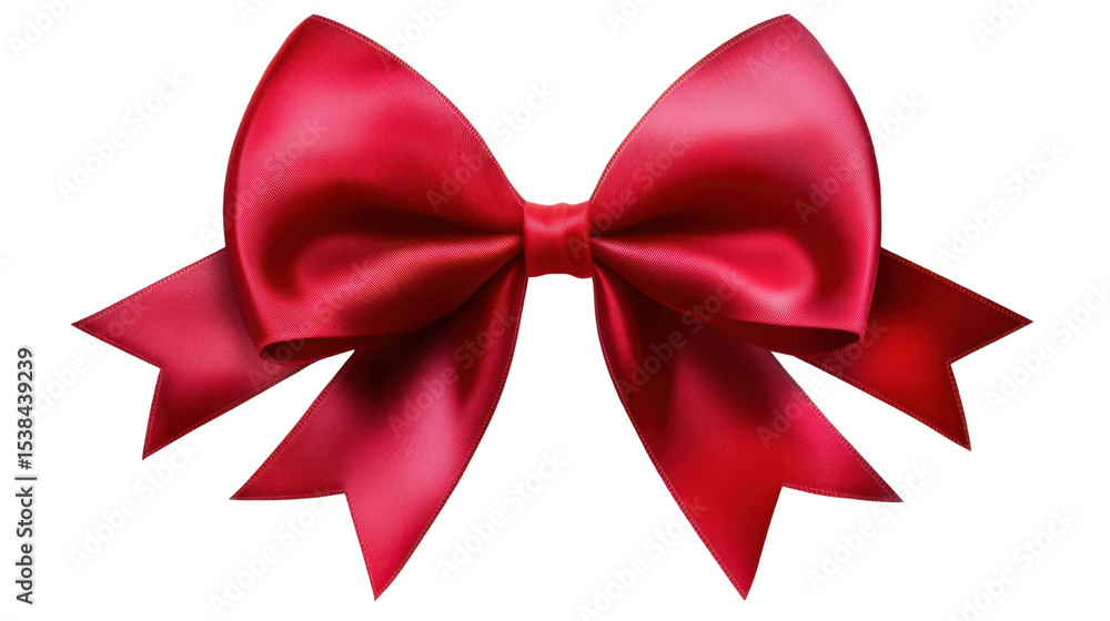Naklejka premium Red ribbon bow on white background