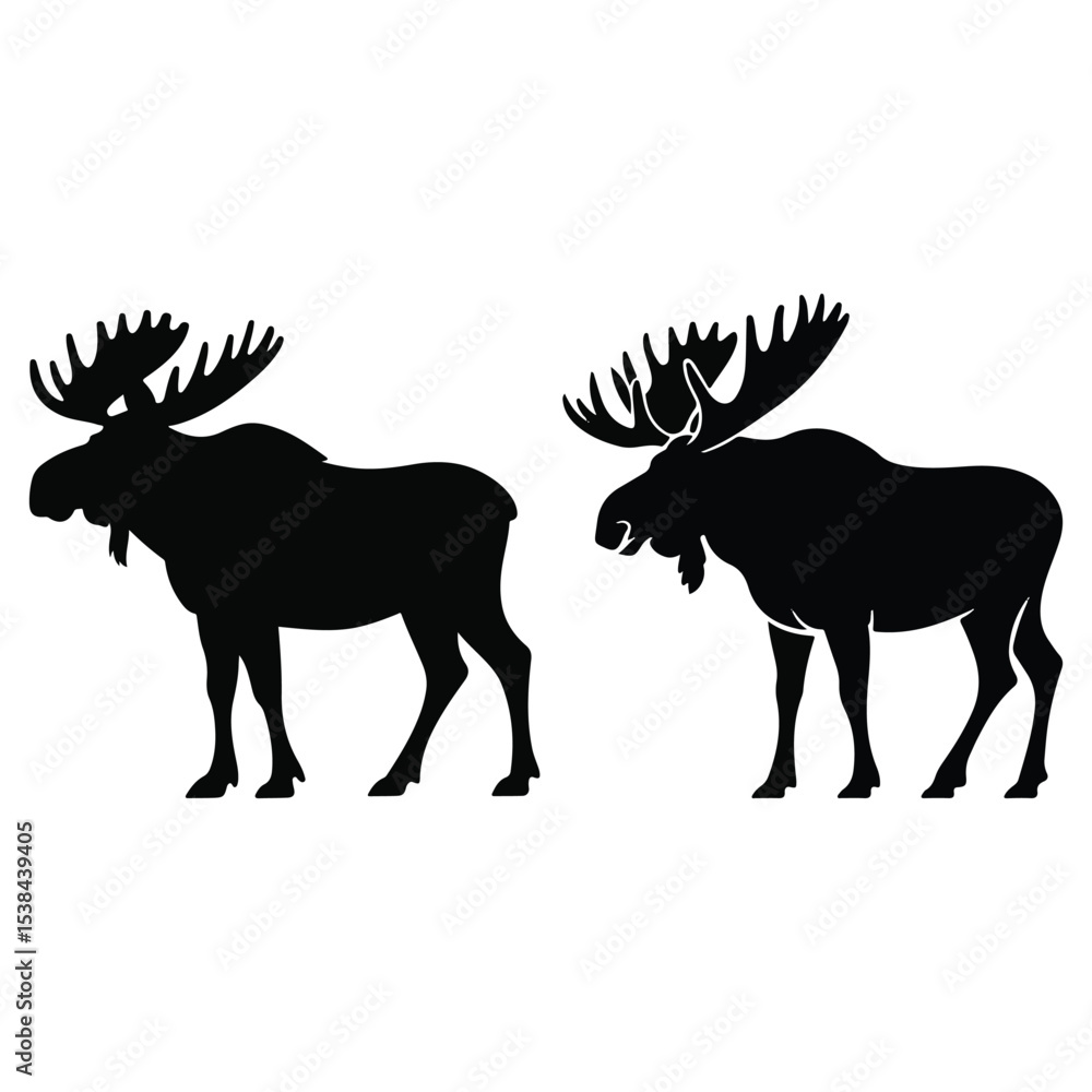 Naklejka premium moose standing silhouette vector