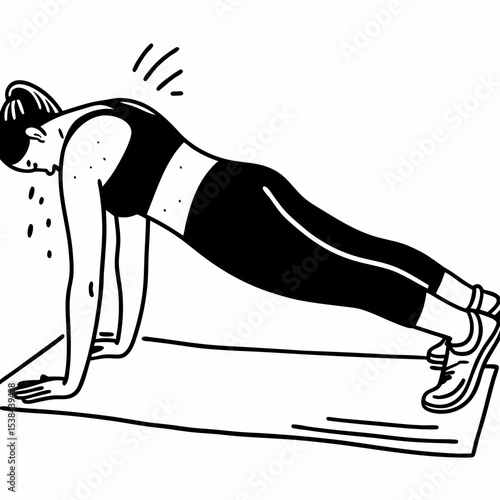 Woman doing plank exercise on yoga mat fitness and healthy lifestyle