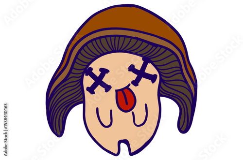Cute Dead Expression Mushroom Characters