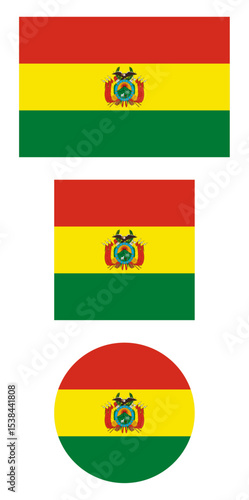 
Bolivia flag PNG vector. Bolivia square and round icon isolated on transparent PNG background. Bolivia flag icon.

