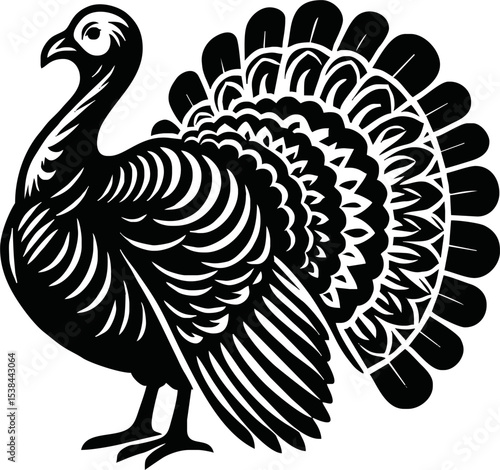 Silhouette turkey bird isolated vector art on white background