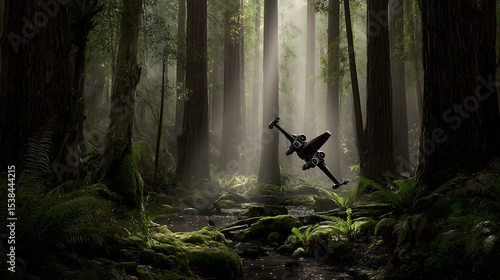 X Wing flight over Endor forest