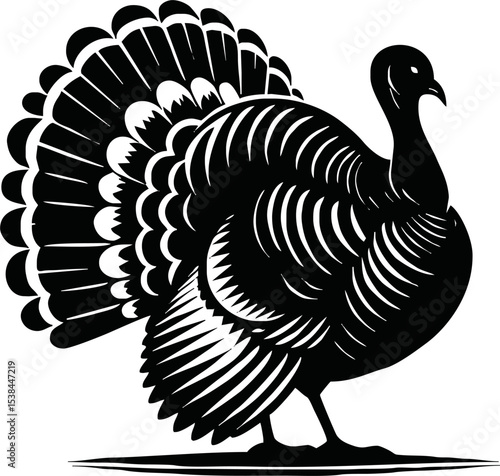 Silhouette turkey bird isolated vector art on white background