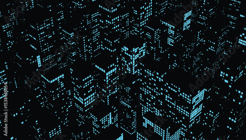 light form building city background vector , vector light from building isometric
