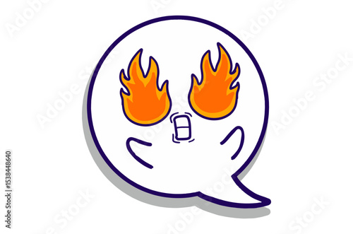 Burning Spirit with Fiery Eyes expression Emoji Bubble Chat Mascot Characters