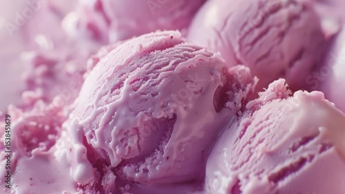 Closeup purple ice cream scoops