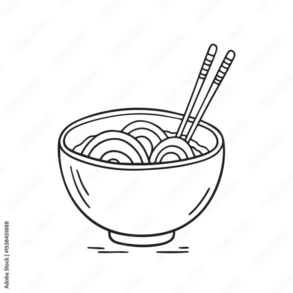 A bowl of udon with chopsticks resting on the rim A bowl of udon with chopsticks resting on the rim