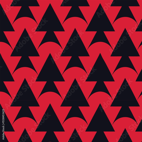 Seamless geometric vector pattern featuring colorful triangles, stars, and arrows, ideal for retro wallpaper or fabric design