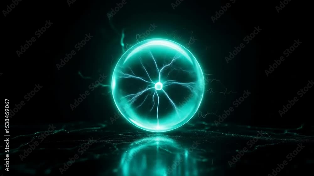 custom made wallpaper toronto digitalElectro Plasma Ball Effect with Glowing Lightnings and Reflections on Dark Background