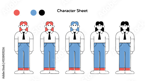Character Sheet Diverse Female Avatar Variations