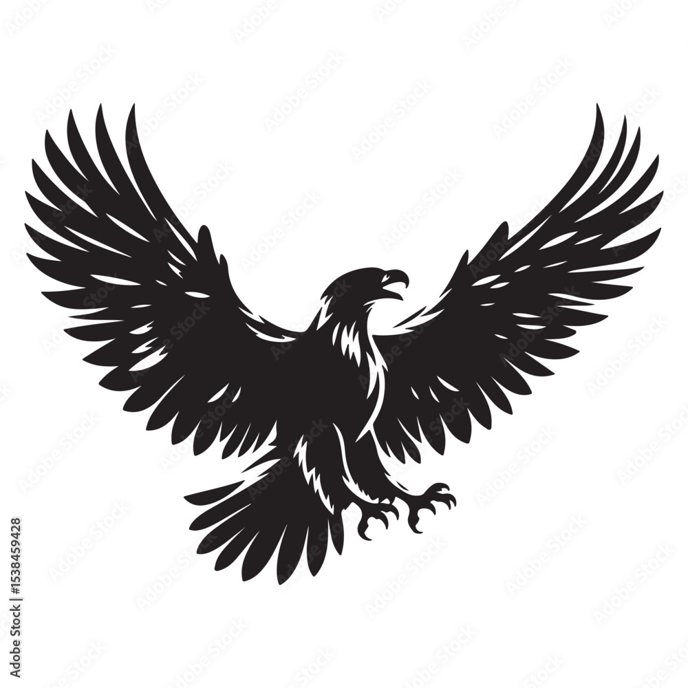 Obraz premium Vintage Bald Eagle Perch Vector – Patriotic Bird Silhouette Design
