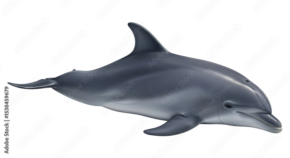 Fototapeta premium Swimming Dolphin Close-Up Isolated on White Background