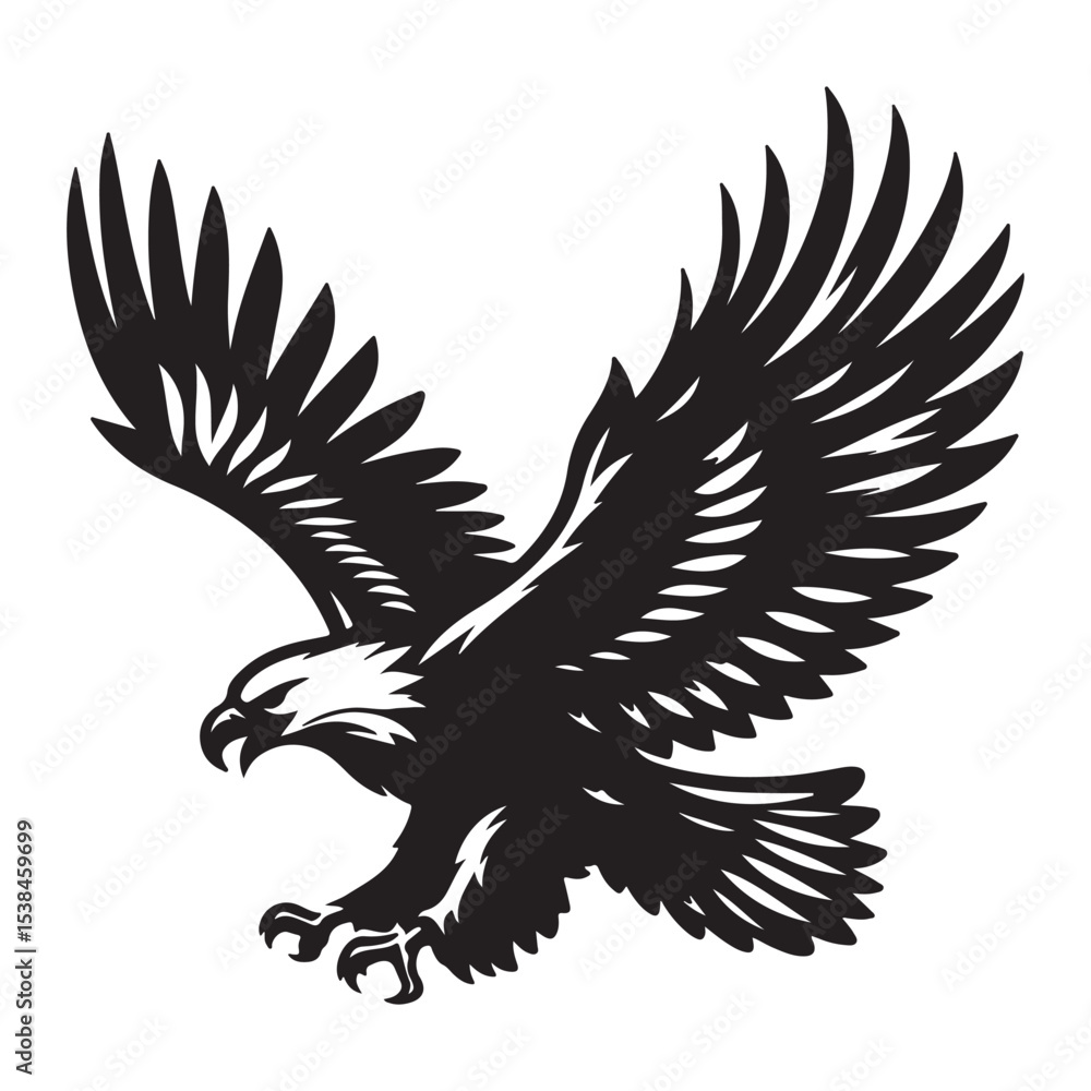 Obraz premium Vintage Bald Eagle Perch Vector – Patriotic Bird Silhouette Design