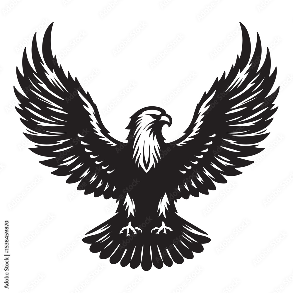 Fototapeta premium Vintage Bald Eagle Perch Vector – Patriotic Bird Silhouette Design