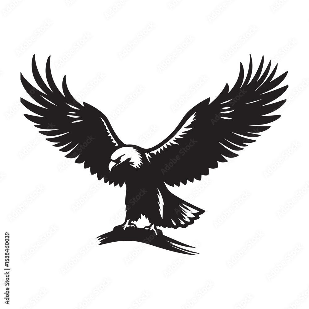 Obraz premium Vintage Bald Eagle Perch Vector – Patriotic Bird Silhouette Design