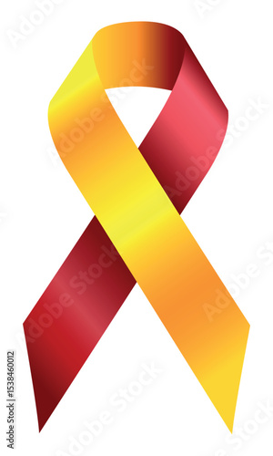 Yellow-red awareness ribbon. Realistic Awareness Yellow with red ribbon. World Hepatitis Day. 3d tape EPS 10. Design Template for poster, Website Magazine