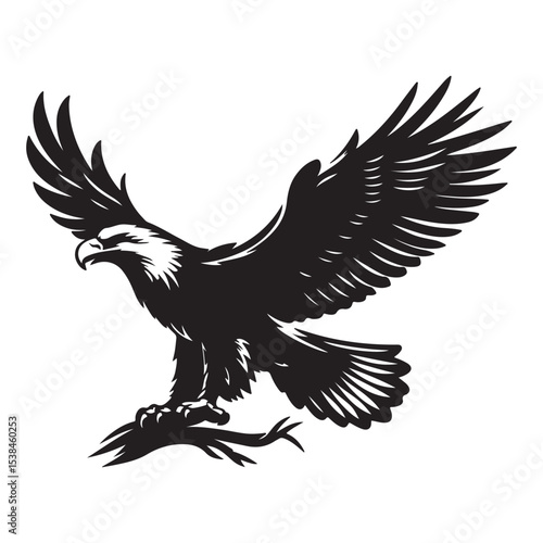 Vintage Bald Eagle Perch Vector – Patriotic Bird Silhouette Design