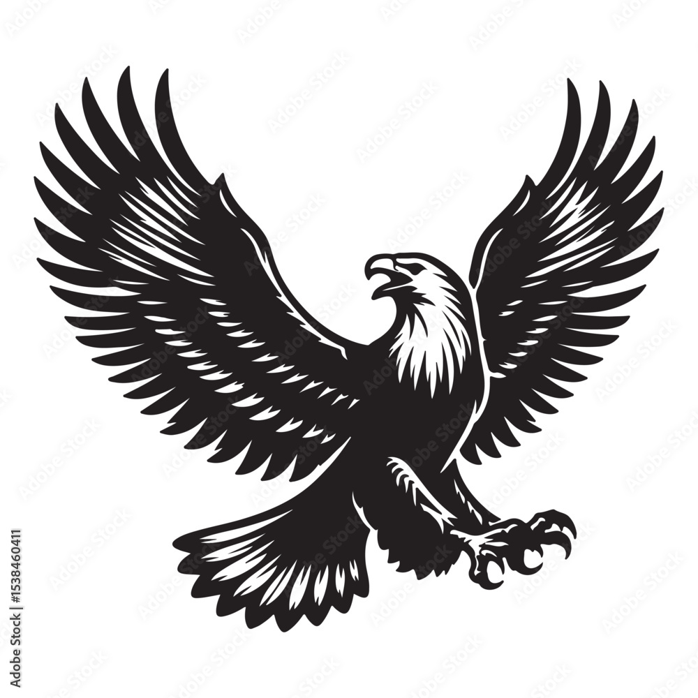 Obraz premium Vintage Bald Eagle Perch Vector – Patriotic Bird Silhouette Design