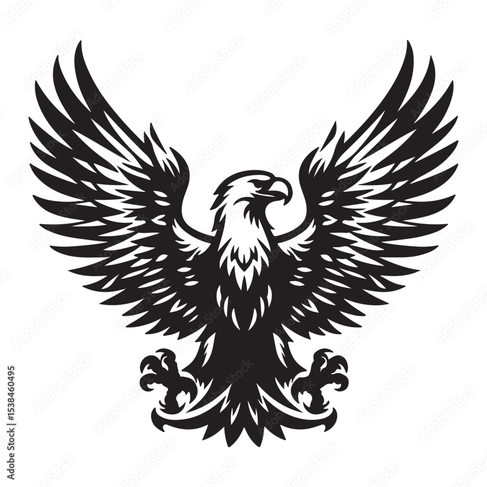 Fototapeta premium Vintage Bald Eagle Perch Vector – Patriotic Bird Silhouette Design