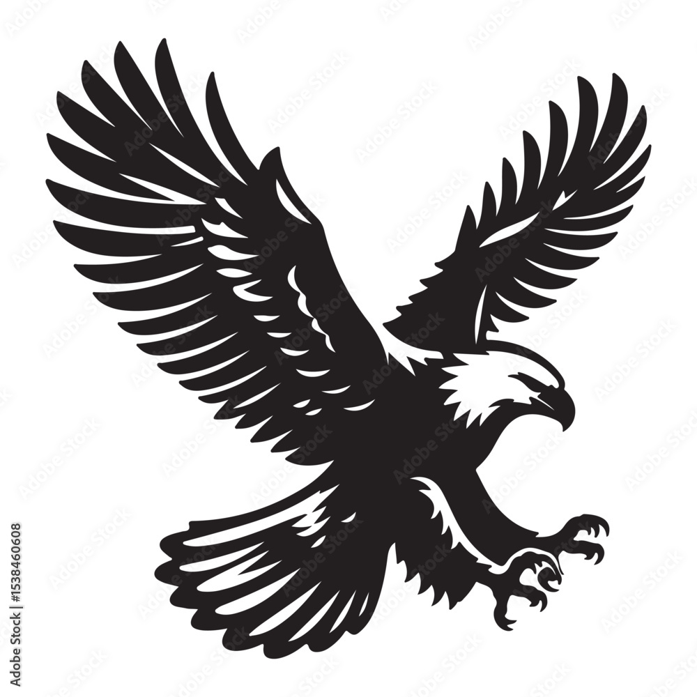 Fototapeta premium Vintage Bald Eagle Perch Vector – Patriotic Bird Silhouette Design
