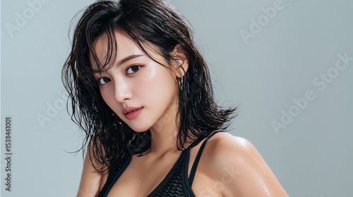 水泳,美女, 女性, 水着, 美しい, 顔, モデル, 日本, 韓国, アジア