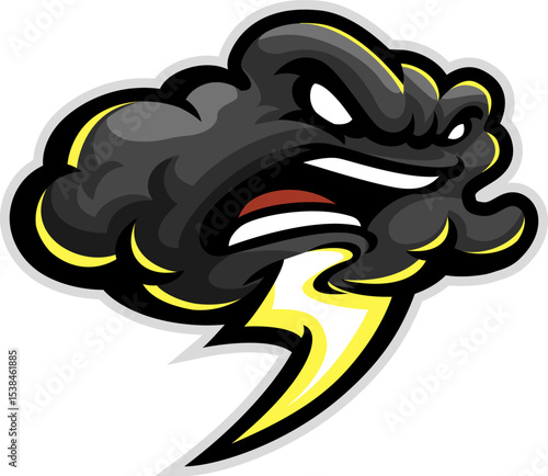 Angry Thunderstorm Cloud Mascot Logo