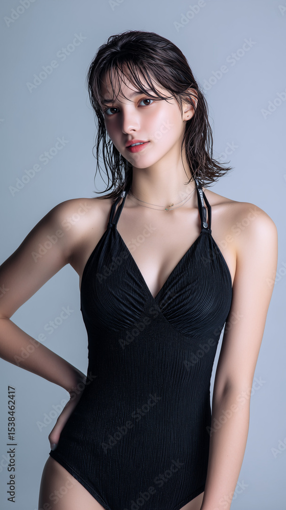 Fototapeta premium 水泳,美女, 女性, 水着, 美しい, 顔, モデル, 日本, 韓国, アジア,