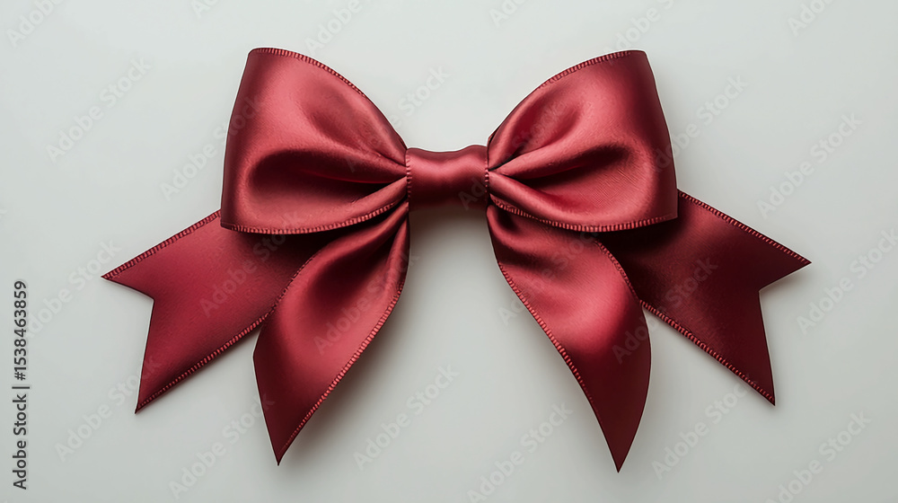 Red satin ribbon bow for gifts and decorations isolated on white background christmas birthday valentine's day Red satin ribbon bow for gifts and decorations isolated on white background christmas birthday valentine's day